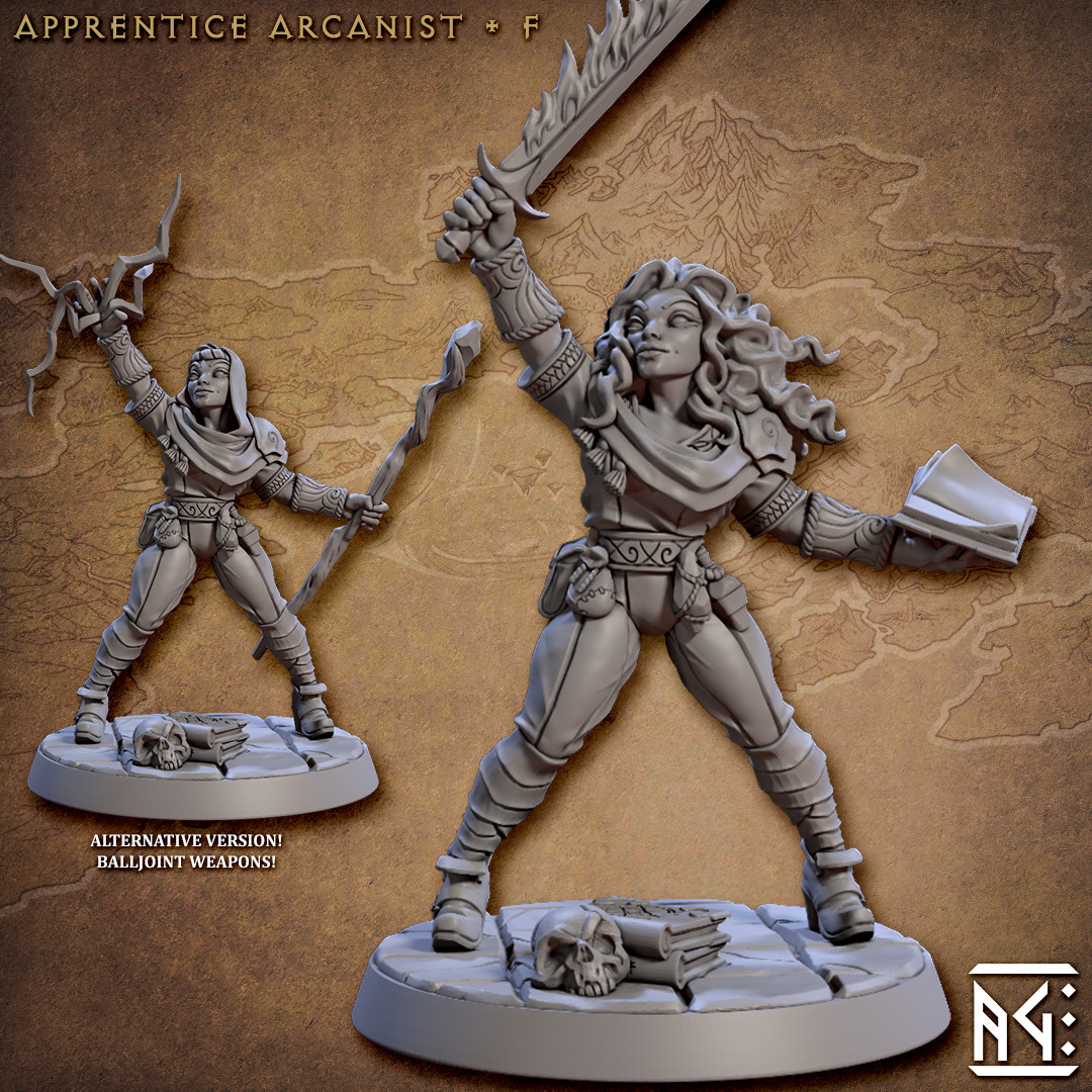 Apprentice Mage Wizard  F - Alternate - Artisan Guild - Fantasy D&D Miniature