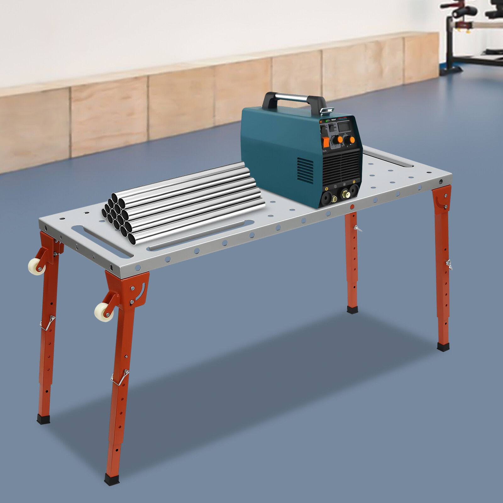 1000 pounds Welding Workbench Table 4 adjustable and foldable legs+2 caster