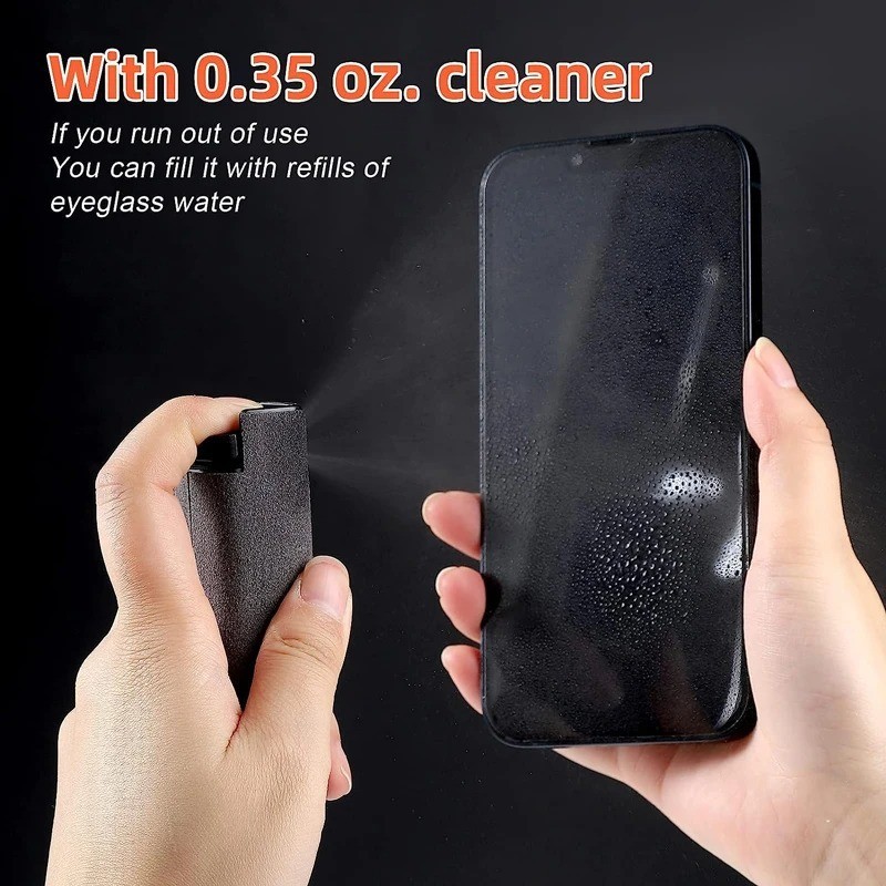 2-in-1 Screen Cleaner Spray & Microfiber Wipe – Portable for Phone/Tablet/PC