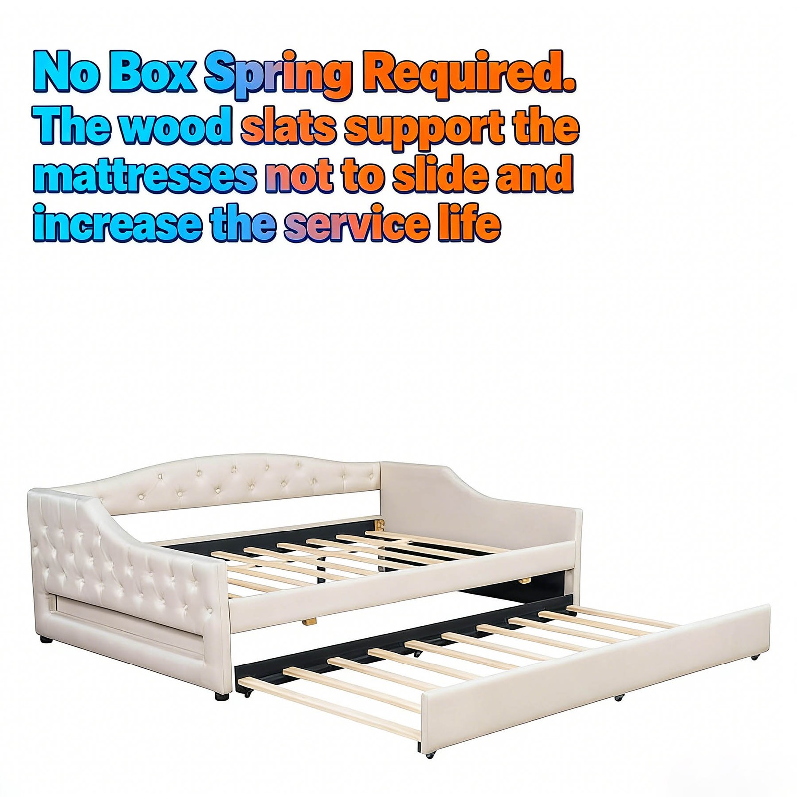 Upholstered Bed with LED Strip Lighting and Casters, Featuring Foam Padding