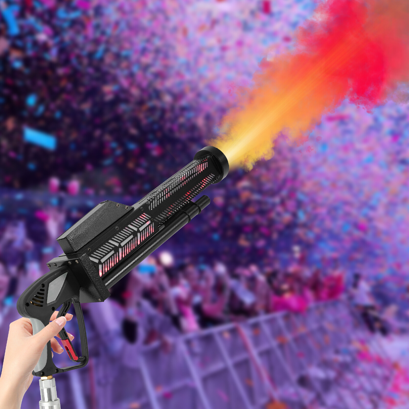LED C02 Jet Confetti Machine Cannon CO2 Shotting Gun Fogger DJ Cryo+Gas hose