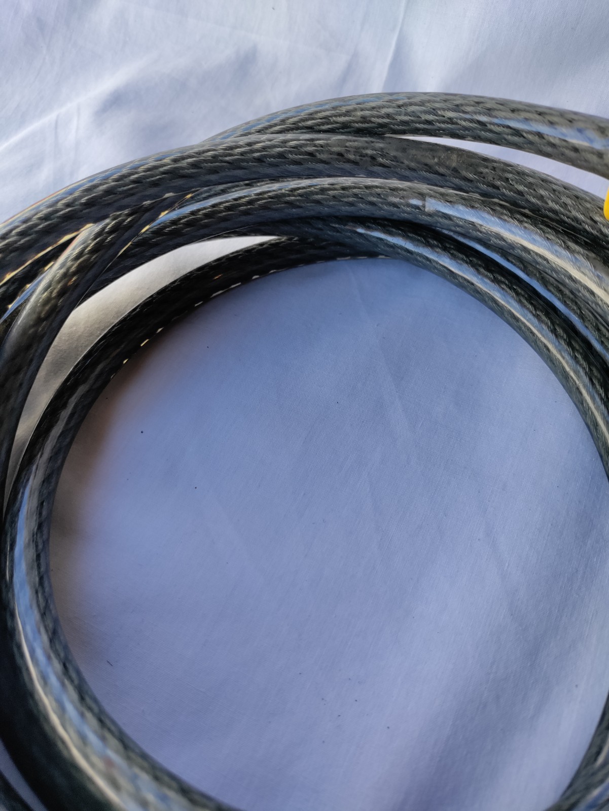 VINTAGE CRYPTO CABLE SECURITY LOCK SIZE 30'–15'x 3/8" BRAIDED WIRE CABLE