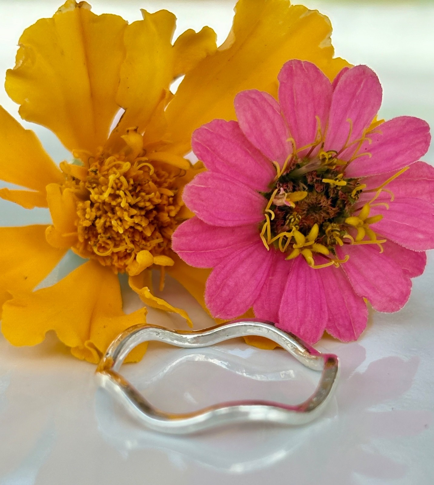 hand made fine silver 999. stacking Minimalist thin ring Big waves . 1 ring
