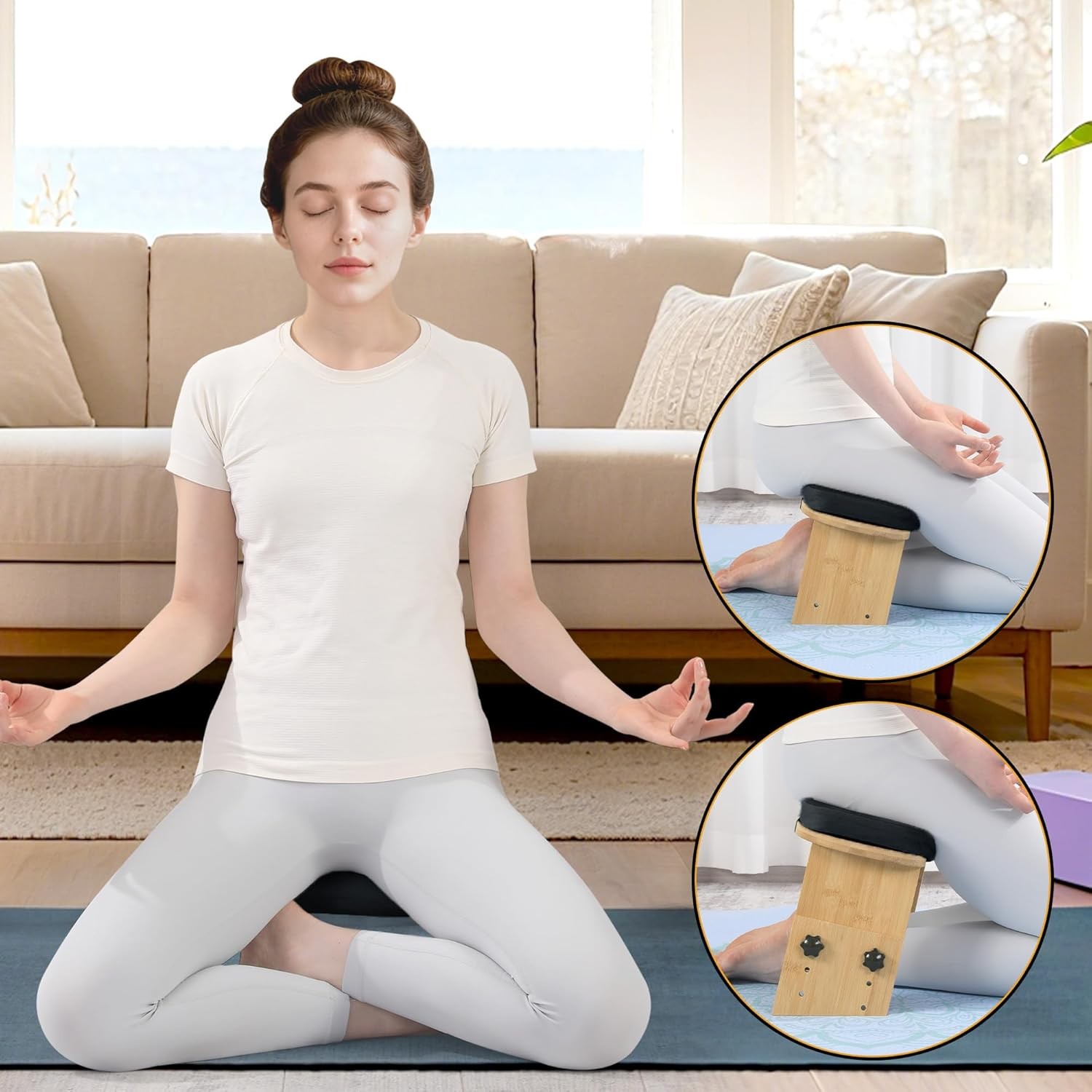 Adjustable Folding Meditation Chair, Portable Lightweight Seat for Yoga