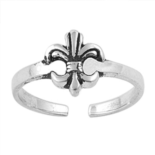Fleur De Lis Toe Ring Genuine Sterling Silver 925 Adjustable Height 7 mm