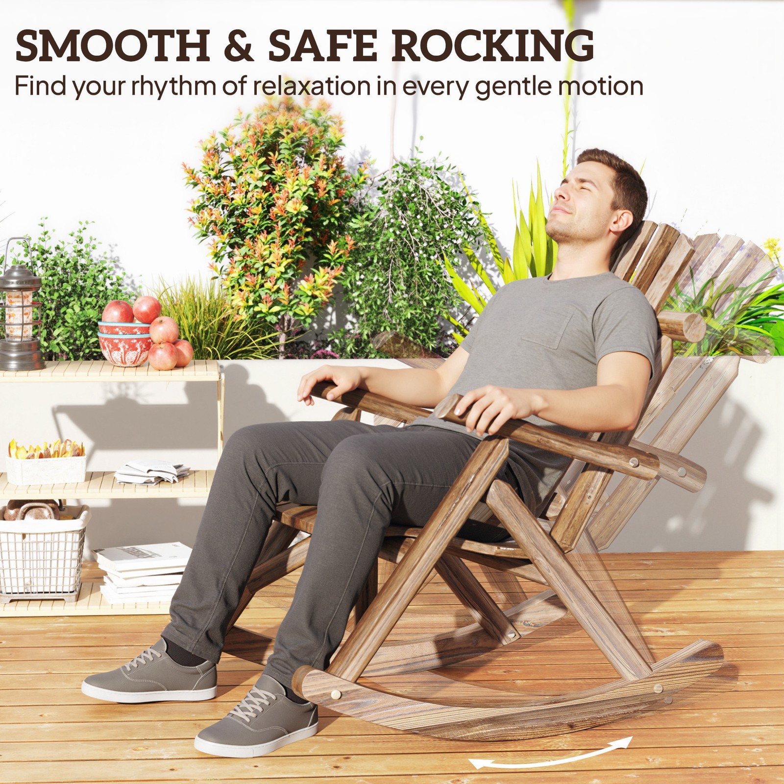 Backyard Adirondack Rocking Chair Outdoor Patio Porch Seat