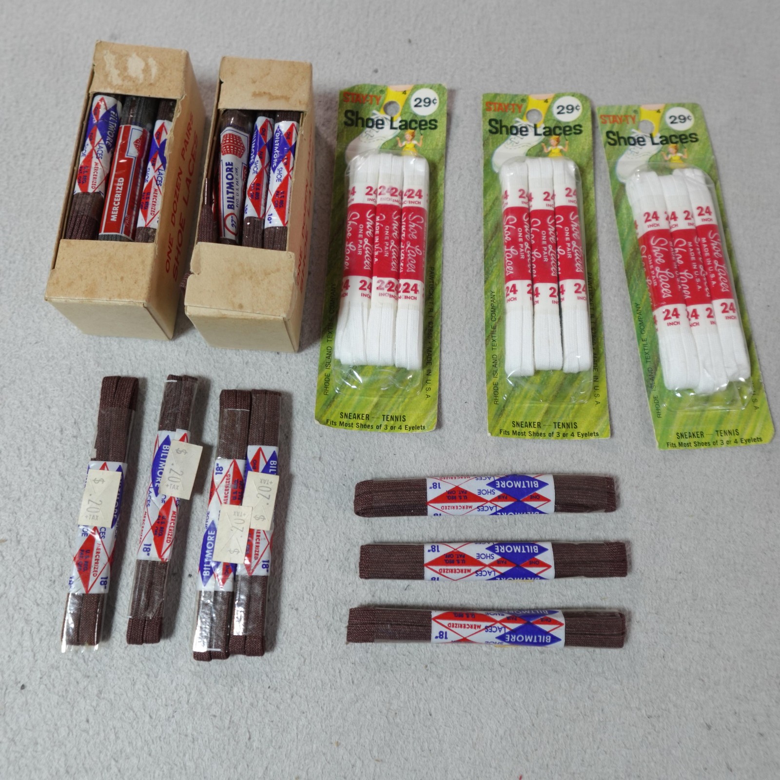 Vintage Biltmore Stay Ty Shoe Laces Lot Brown White NOS Sneakers Tennis Flat New