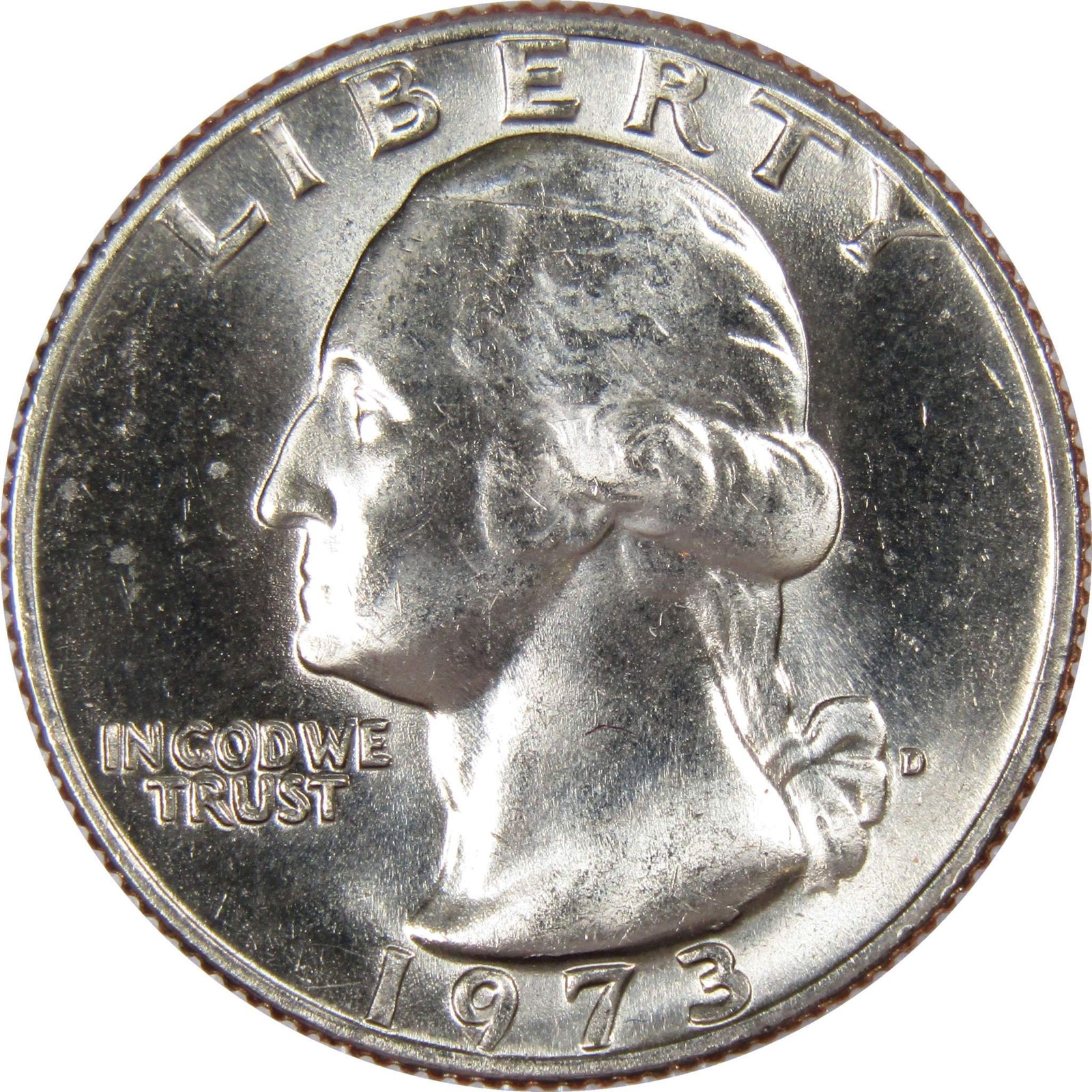 1973 D Washington Quarter Clad Uncirculated Mint State 25c Coin