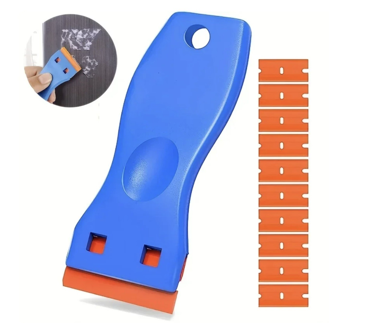 10pc Sharp Plastic Blades + 1 Razor Scraper Edged Sticker 1X Decal Removal Tool