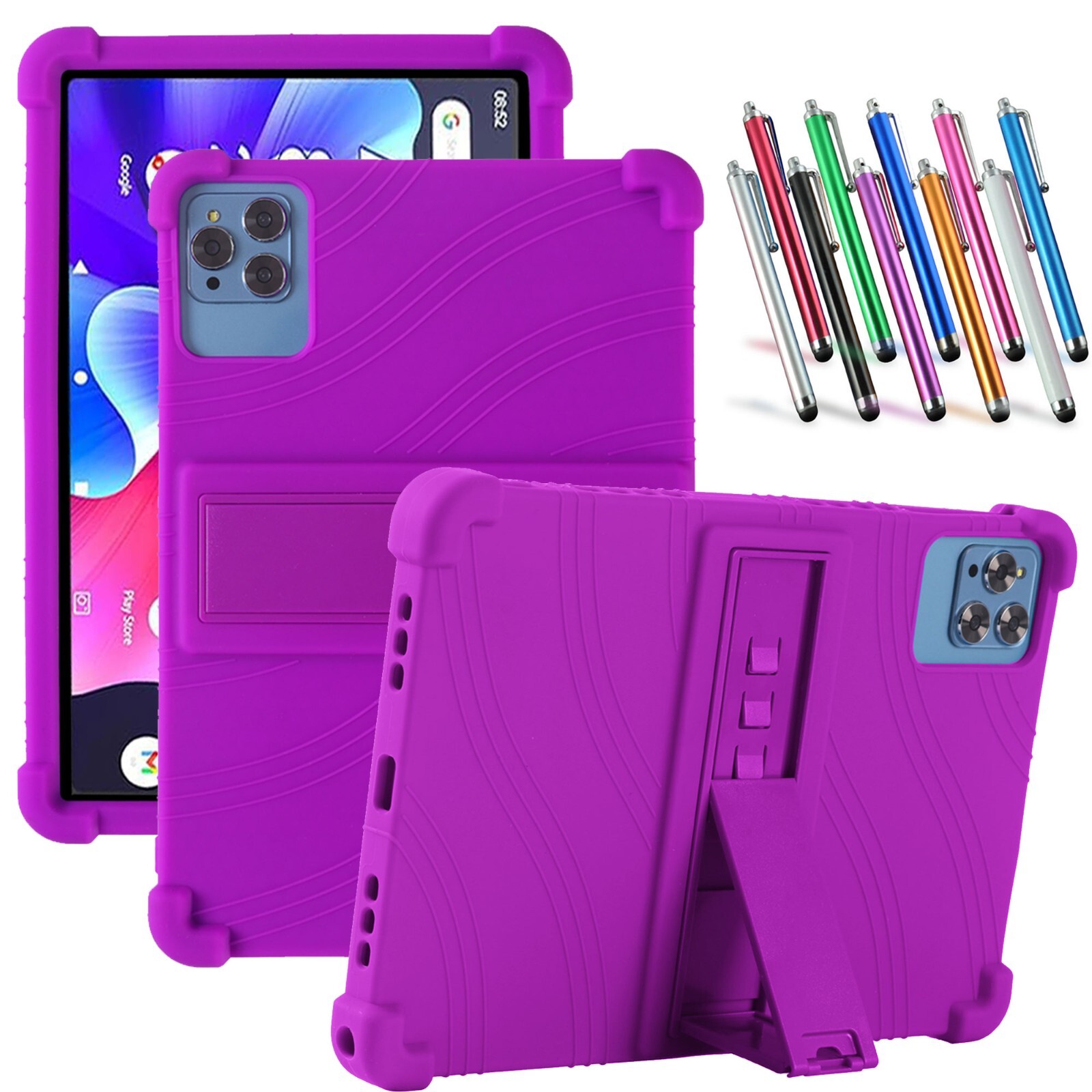 Silicone Case for 2025/2024 10.1 inch Android 15 / 14 / 13 Tablet Cover + Stylus