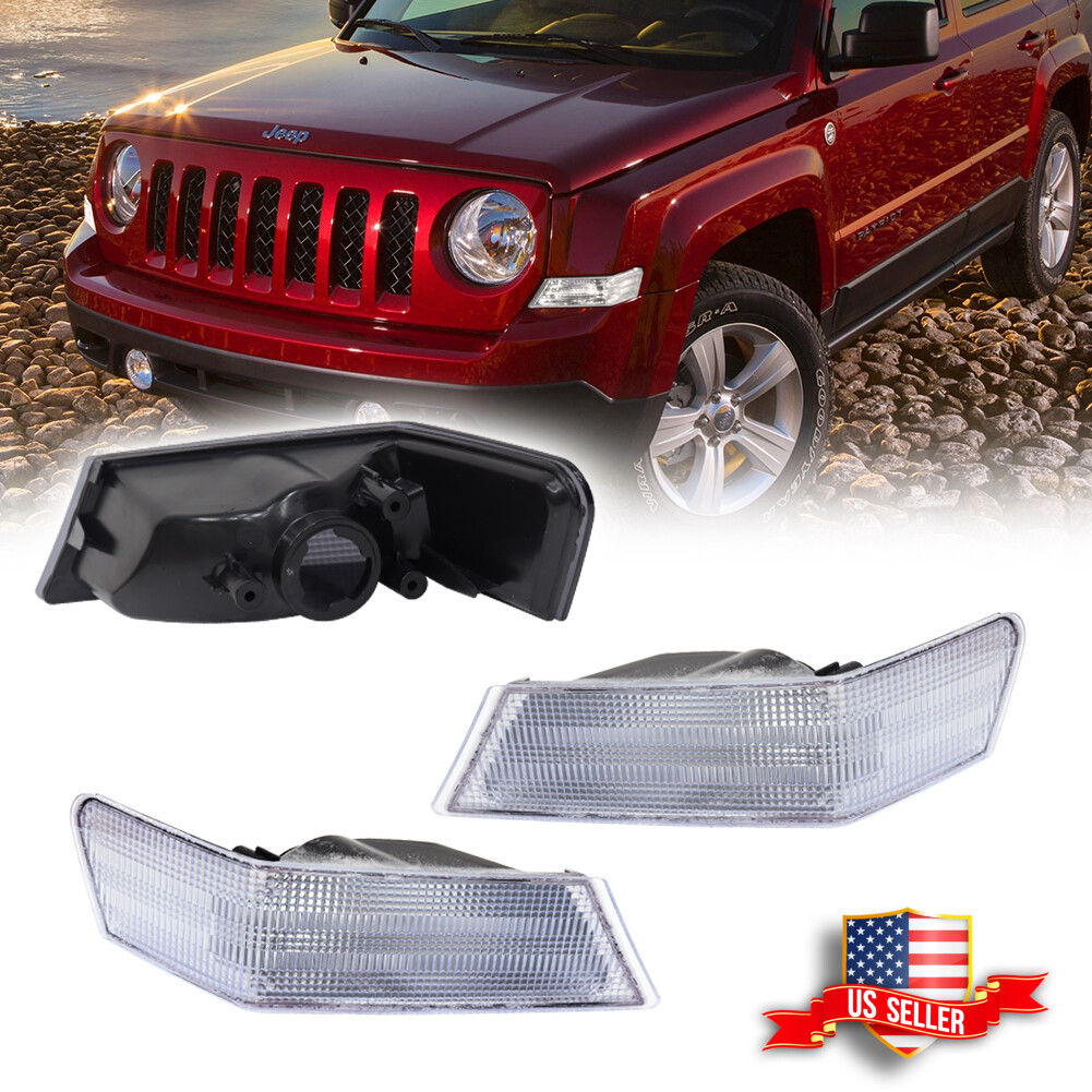 Clear Front Parking Light Turn Signal Directional Lamps For 07-17 Jeep Patriot