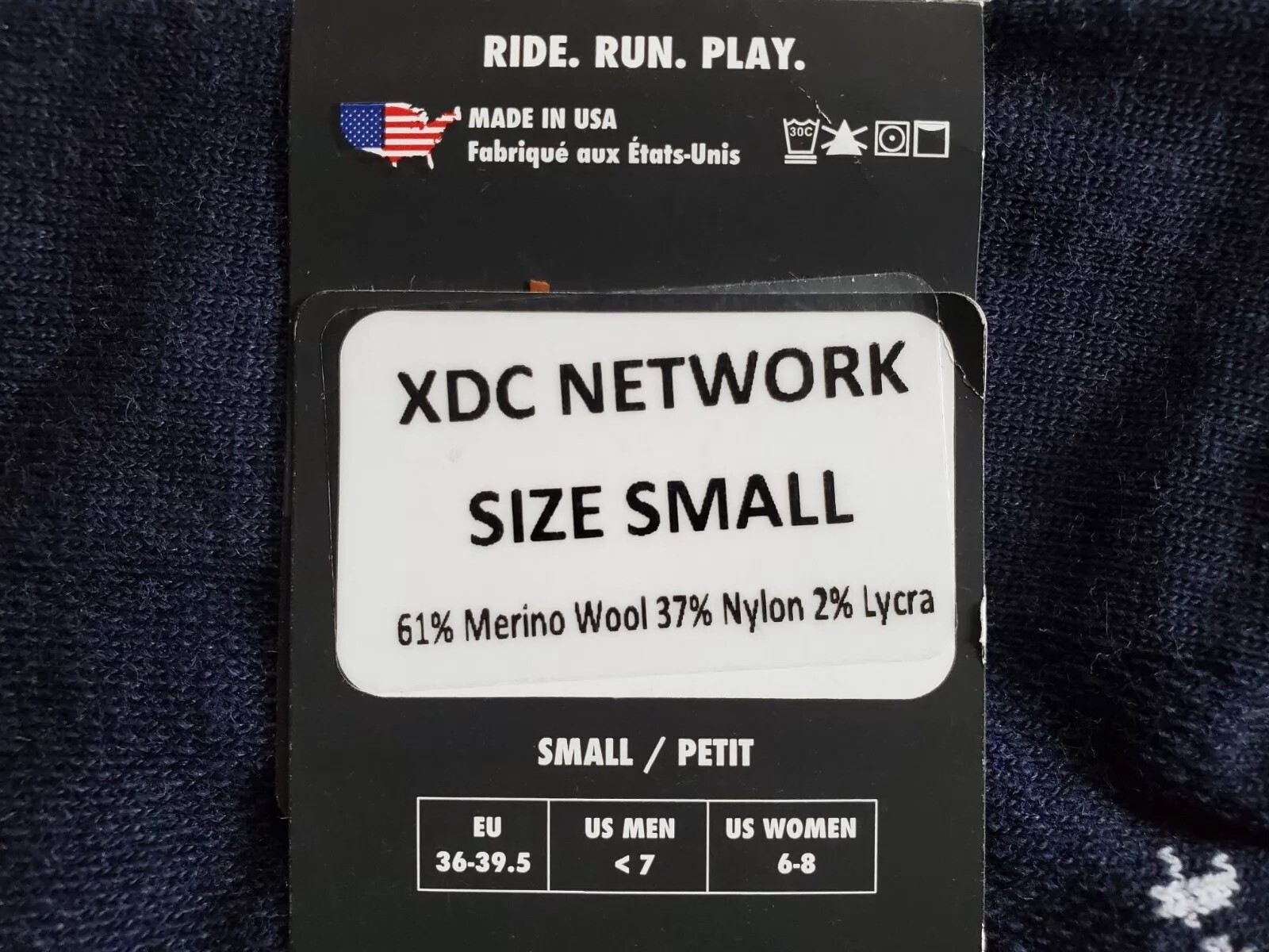 DeFeet Socks Bicycle Aireator XDC Network Cycling Men Small Blue Wool Blend NEW