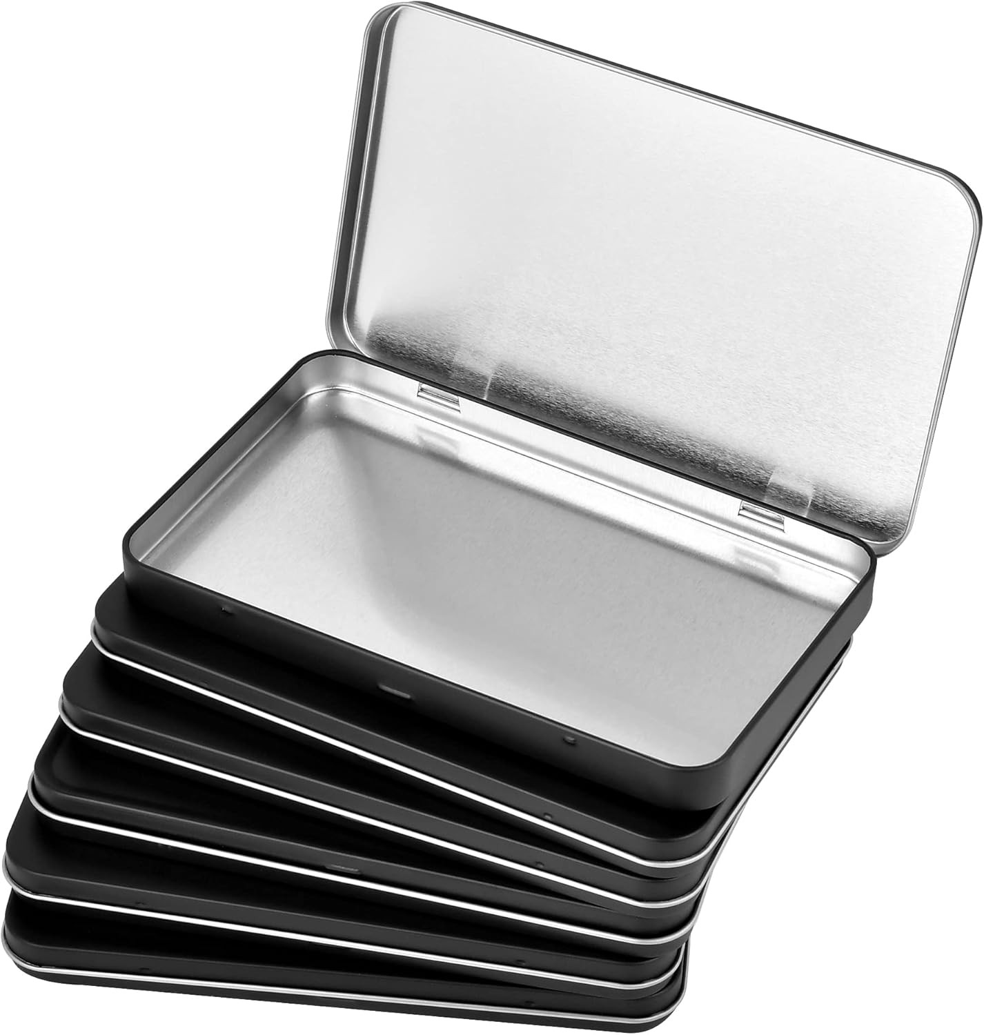 6 Pcs Metal Rectangular⭐Hinged Tin⭐Boxes with Lid⭐ Mini Portable Empty🌟🌟🌟