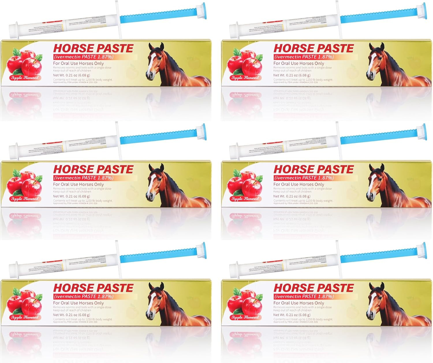 Paste 1.87% | Apple Flavored – 6.08g Tube for Horses, 6-Pack