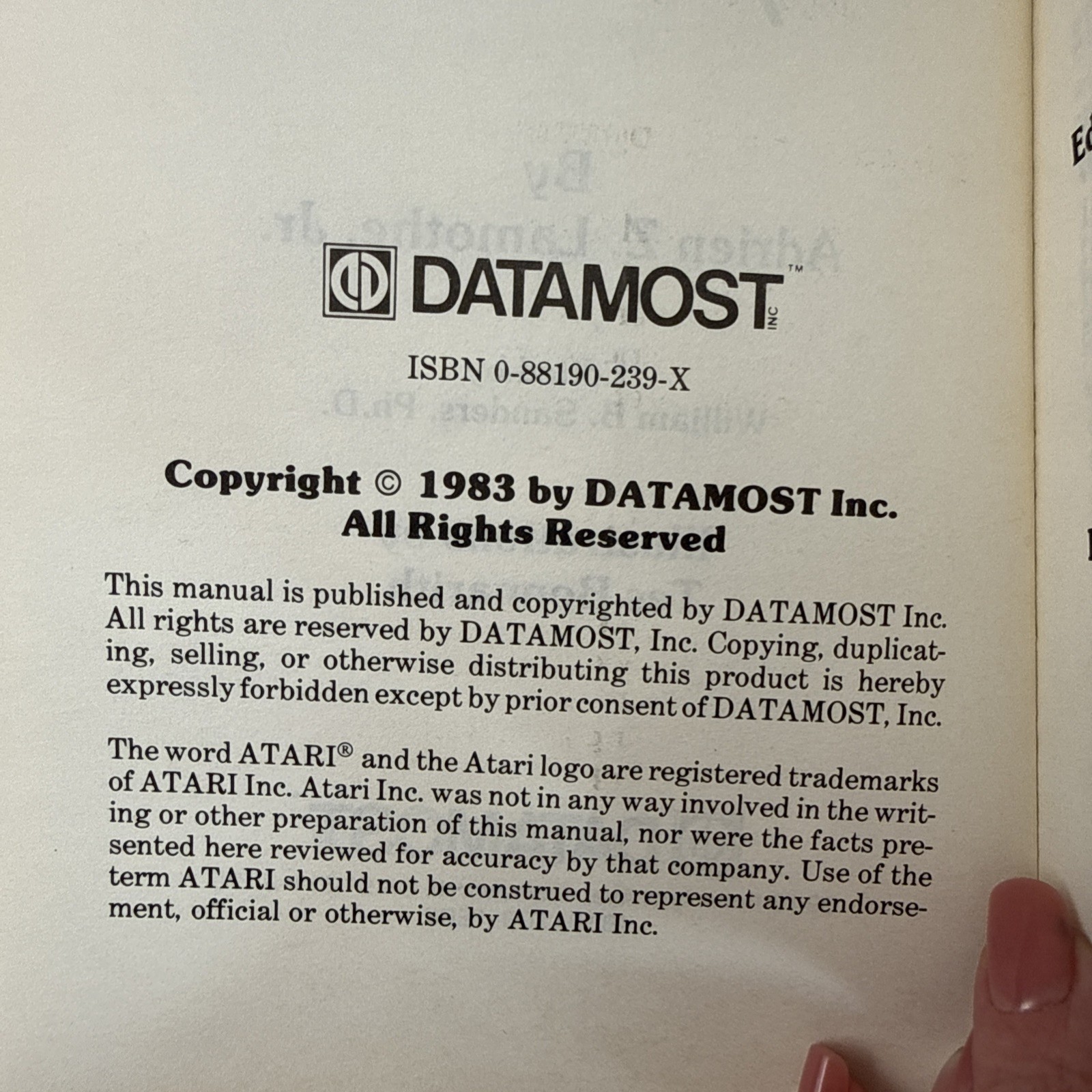 1983 The Atari Experience for Atari 400/800, etc. Datamost RARE Book