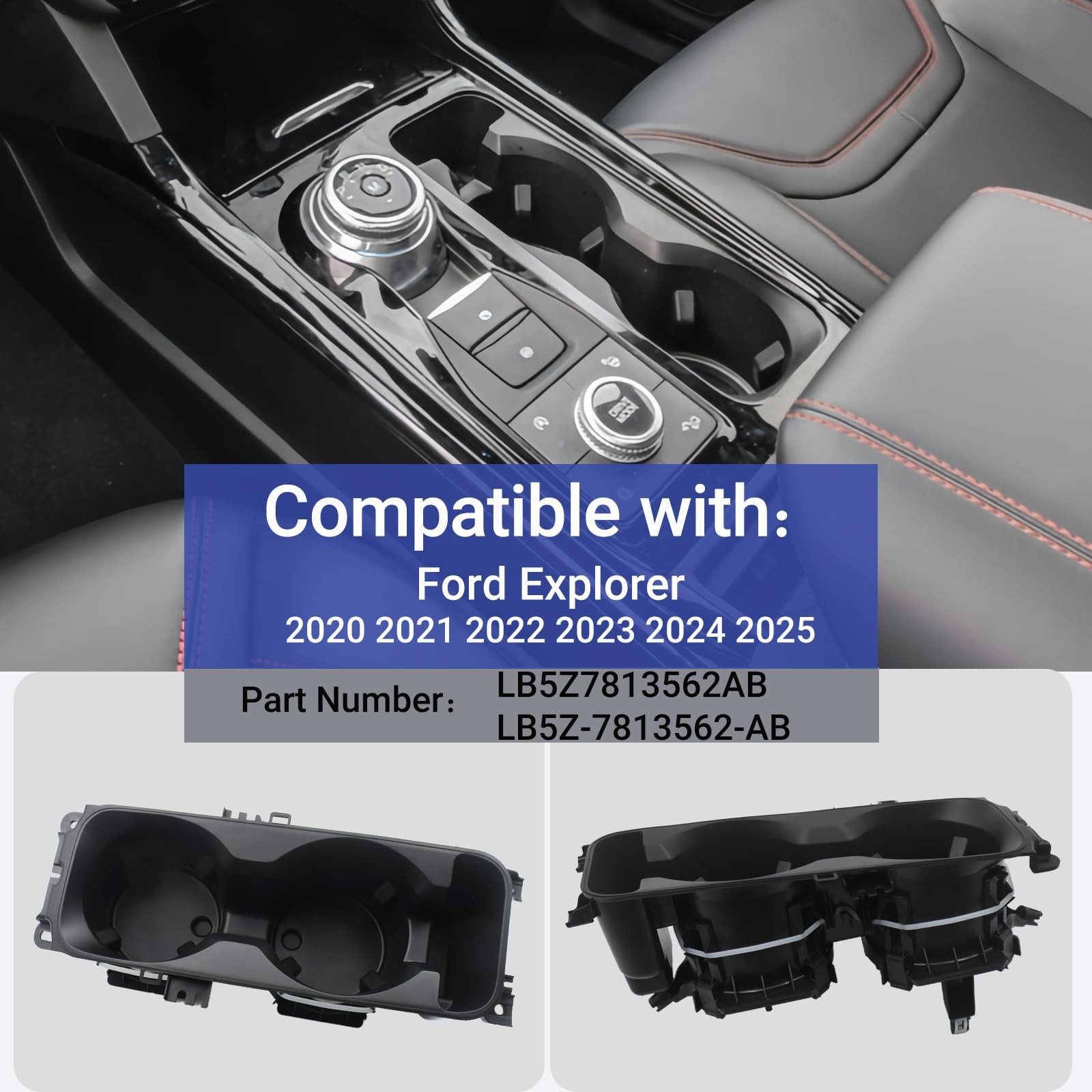 Center Console Dual Cup Holder Assembly Compatible with Ford Explorer 2020 20...