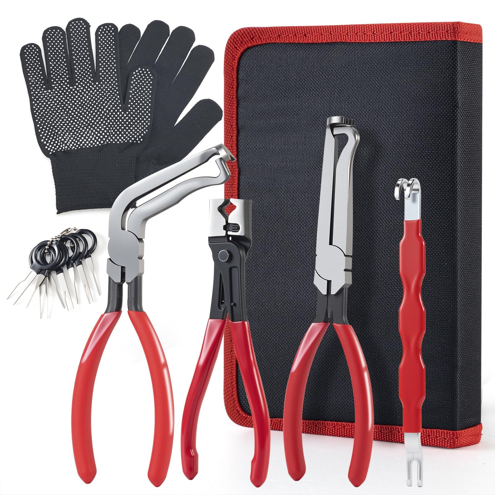 7 Piece Electrical Disconnect Pliers with Terminal Pin Removal Tool Kit, Blac...