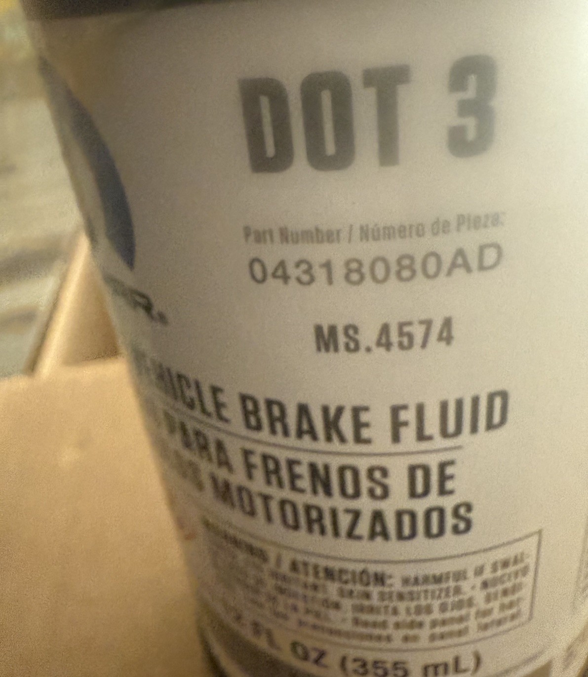 Mopar Dot 3 Brake Fluid 12 FL OZ OEM 04318080AD