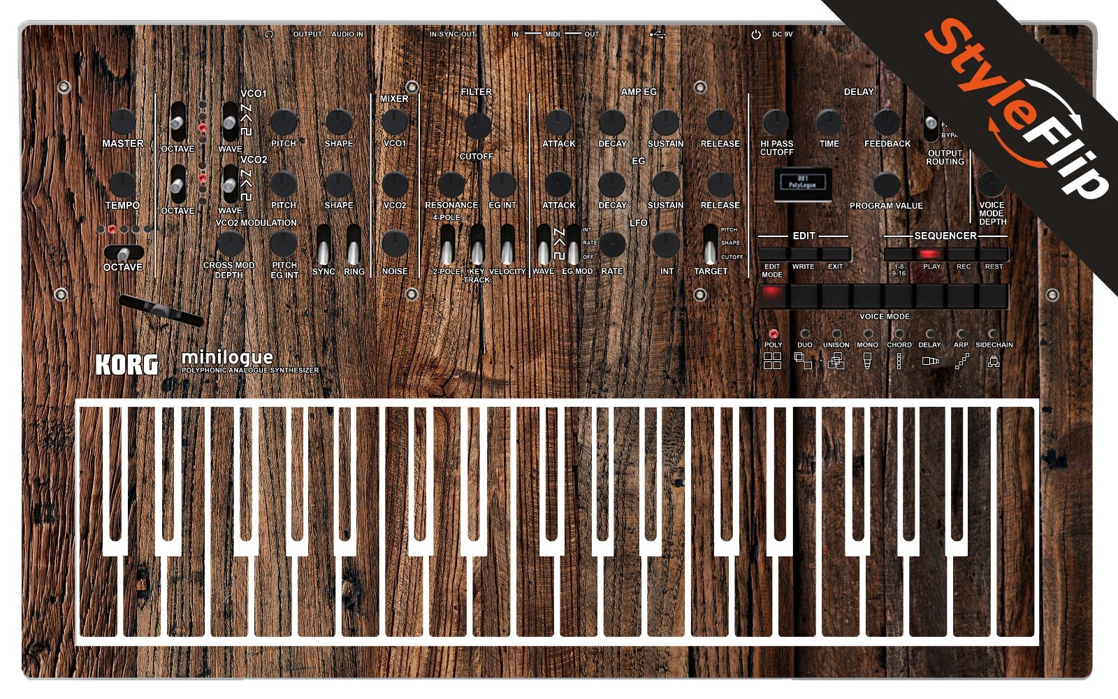Korg Minilogue Skin | Wood 3 | Protective Decal | StyleFlip Skins
