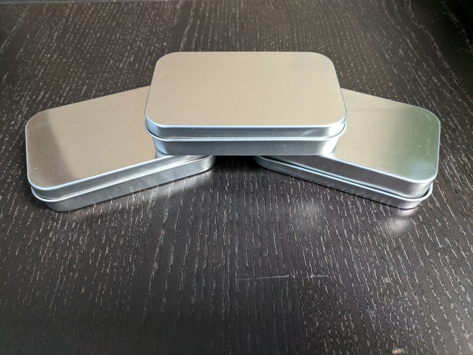 Hinged Steel Tin Storage Boxes Craft Hobby Rectangular Silver Can