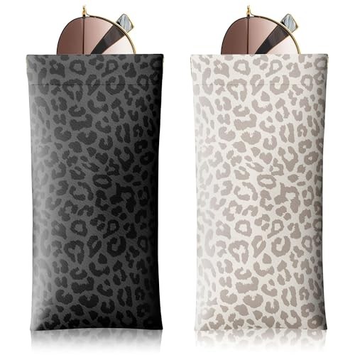 2 Pcs Sunglasses Eyeglass Glasses Case, 33-leopard Print Black and Grey(2pcs)