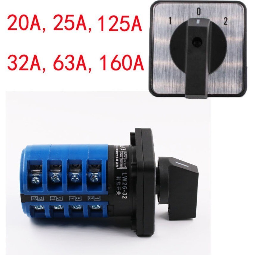 32 63 OR 125AMP 4POLE PANEL MOUNT ROTARY CAM SWITCH 3 POSITION CHANGE OVER20 2 [