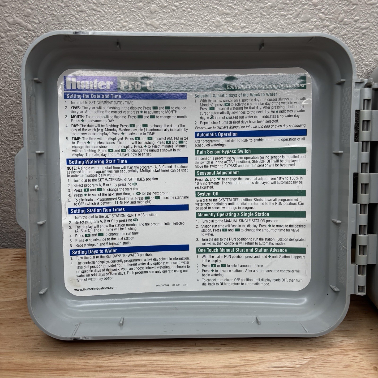 Hunter Pro-C PC-300i 3 Zone Indoor Irrigation Sprinkler Controller TESTED