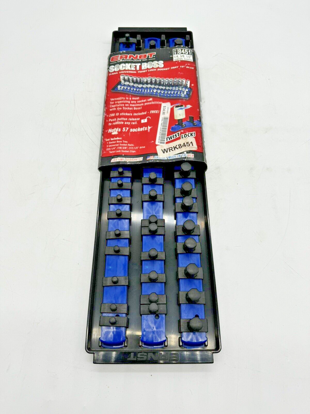 Ernst 8451 18 57 Socket Boss, Premium 3-Rail Multi-Drive Socket Organizer Tray