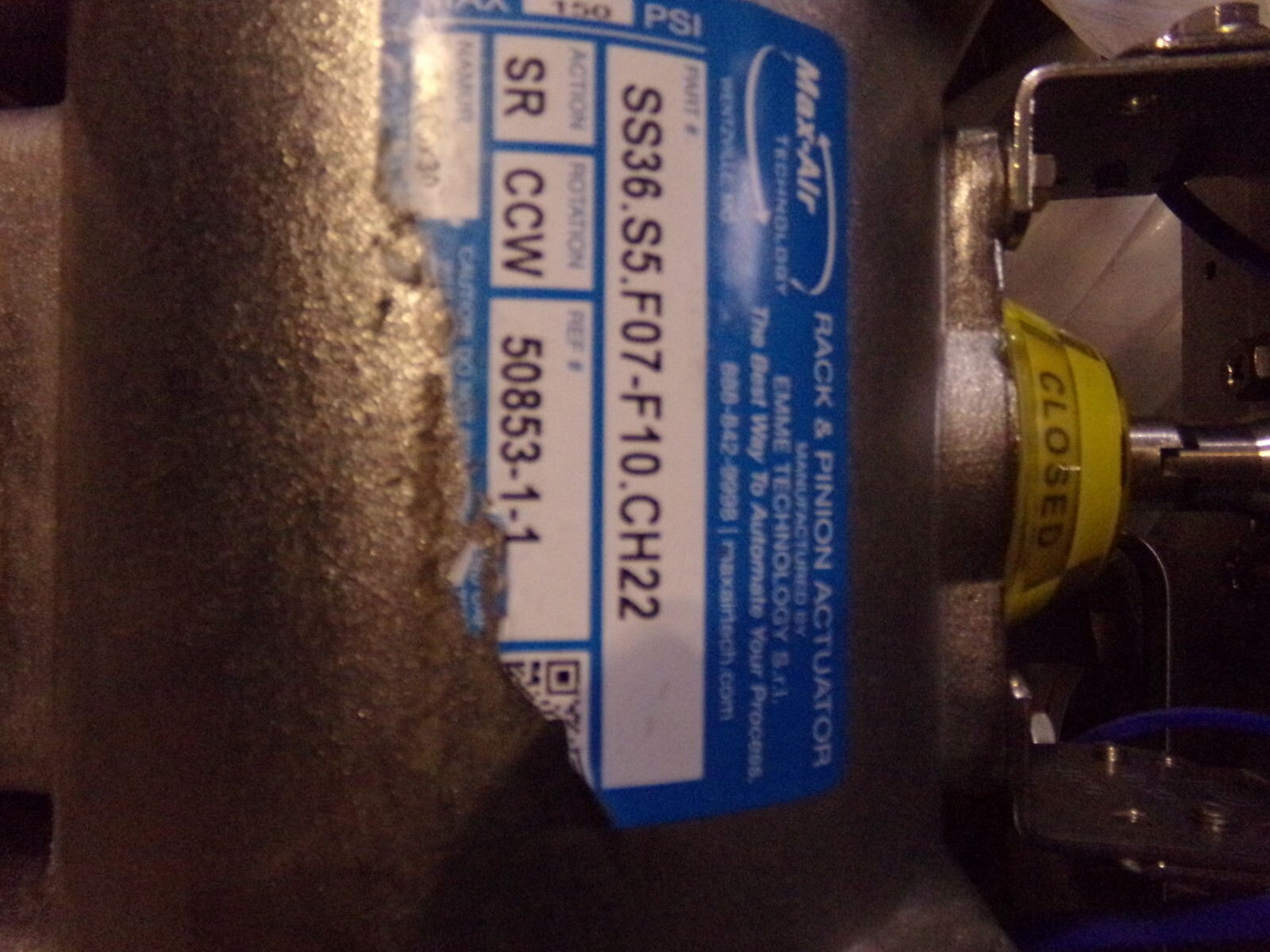 MAX-AIR SS36.S5.F07-F10.CH22 CCW VALVE/ACTUATOR/POSITIONER (17)