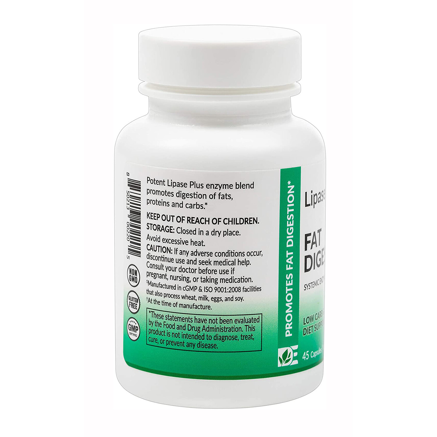 Dynamic Enzymes Lipase Plus Fat Digestion Enzymes, 45 Capsules