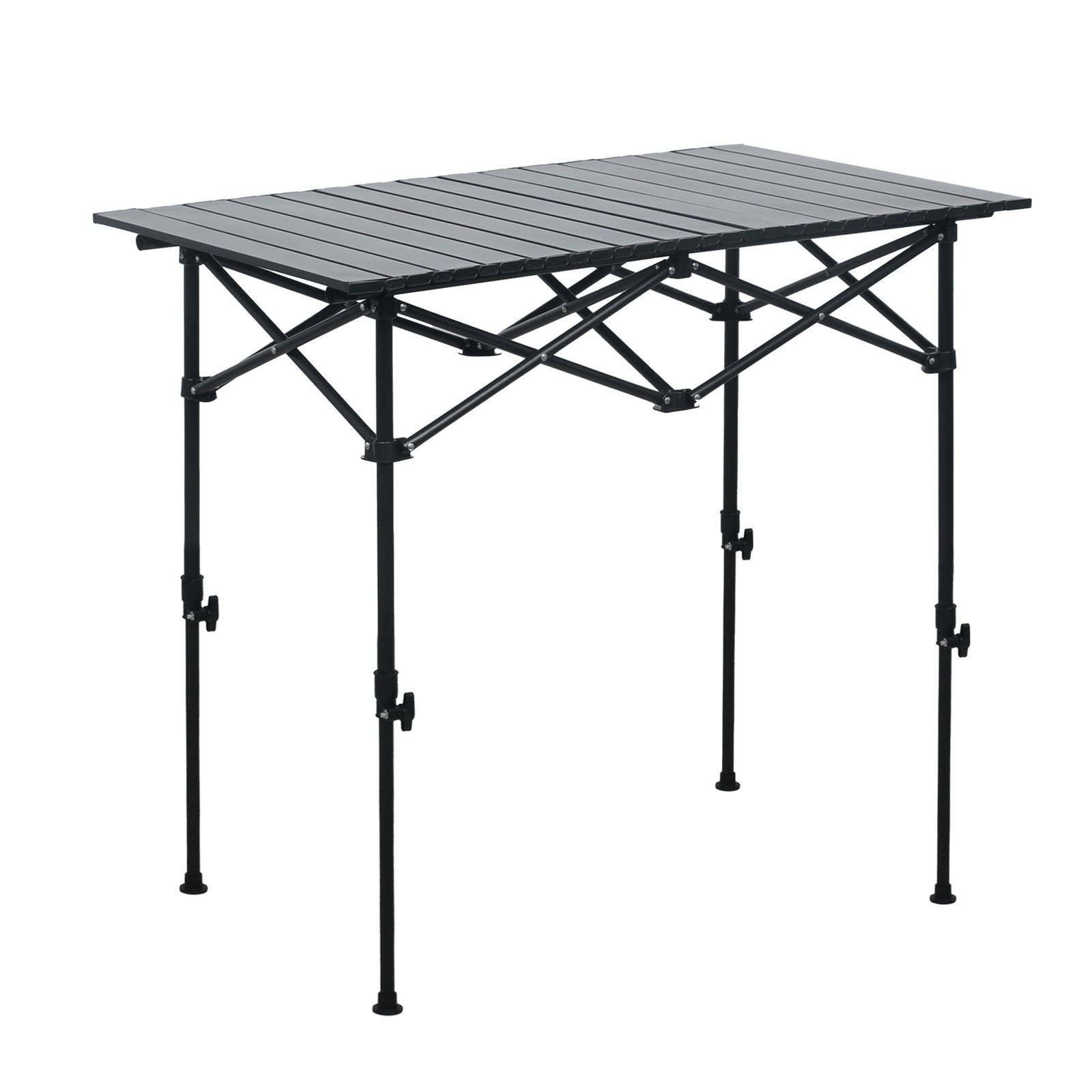 Folding Camping Table, Adjustable Height Aluminum Camp Table with Roll Up Top...