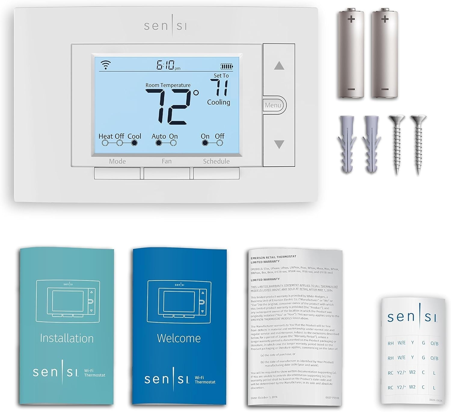 Sensi Smart Thermostat, with Wi-Fi, Integrated Security, Programable, App Compat