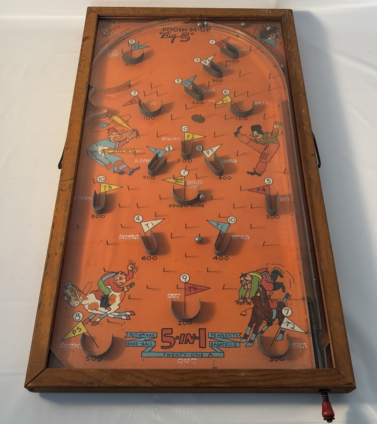 Vintage 1930s-40s Poosh M Up Big 5 Table Top Pinball Game Northwestern Products