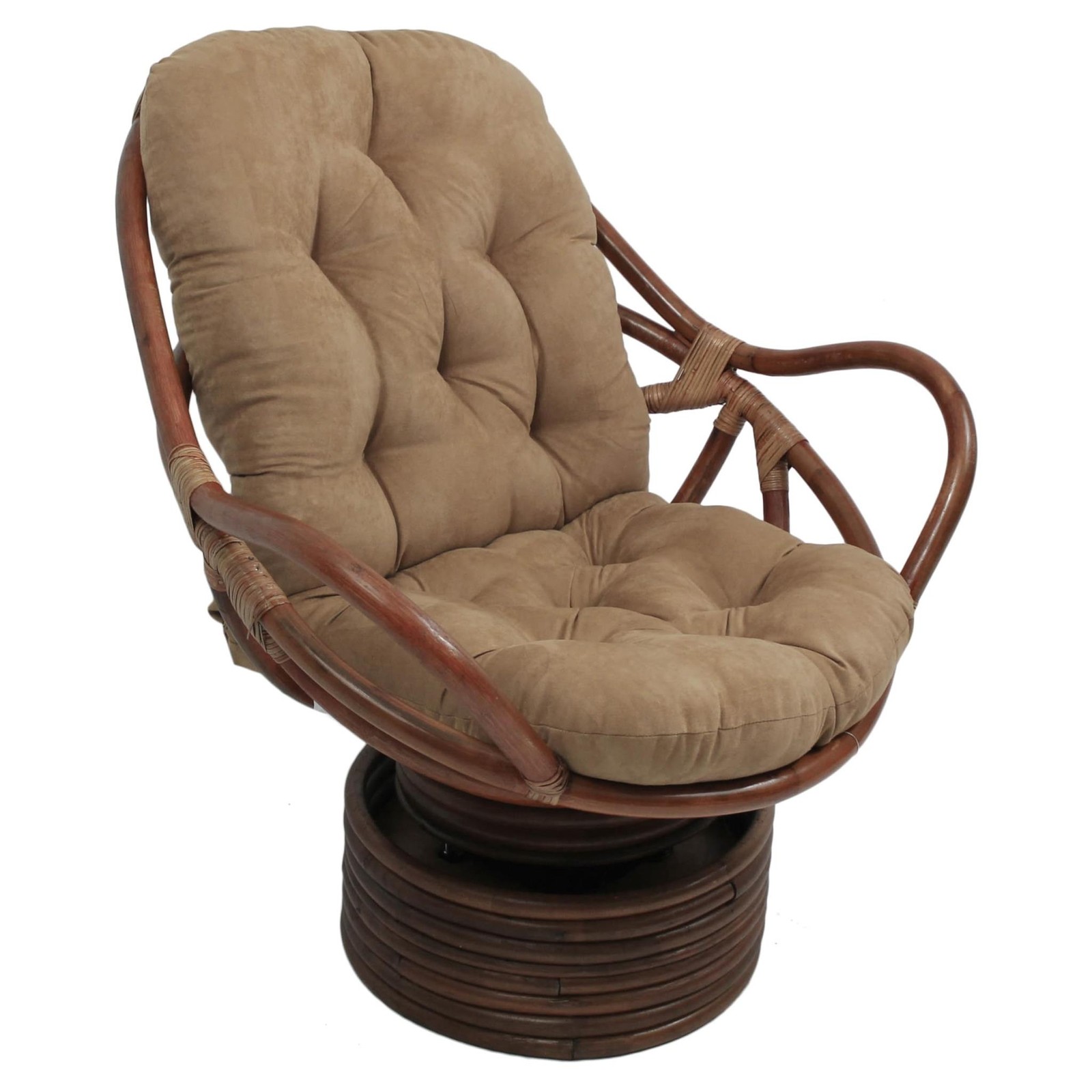 Blazing Needles Solid Microsuede Swivel Rocker Chair Cushion, 48" x 24", Java