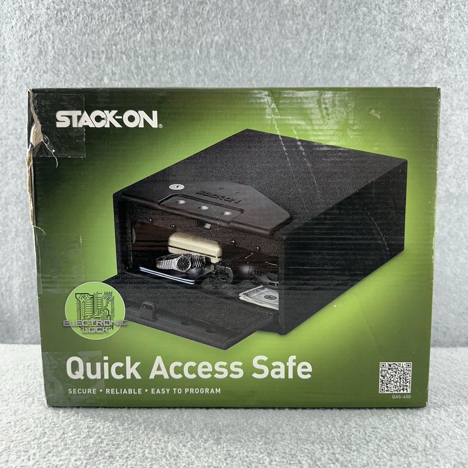STACK-ON Quick Access Safe With Electronic Lock Gun Pistol 12x10x5 QAS-450
