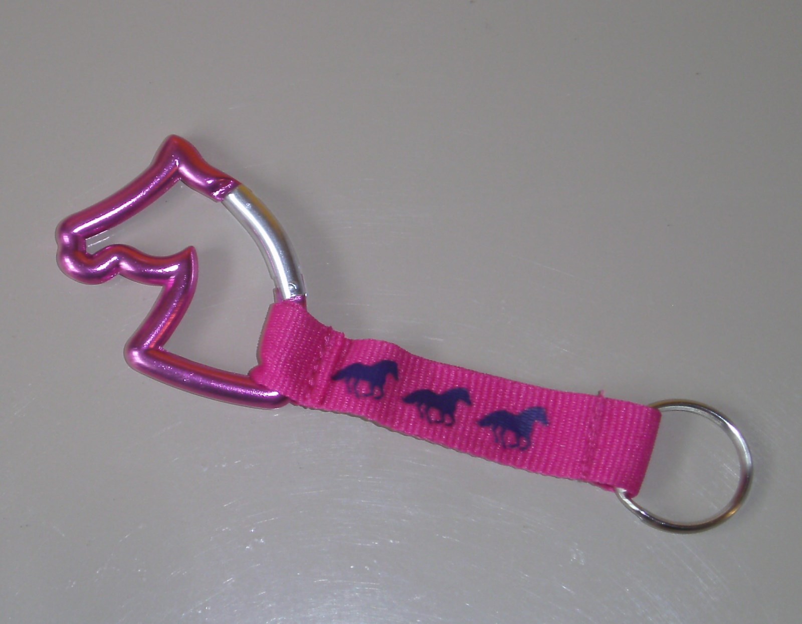 NEW Pink horse head carabiner keyring equine pony gift horsefly cute clip equine