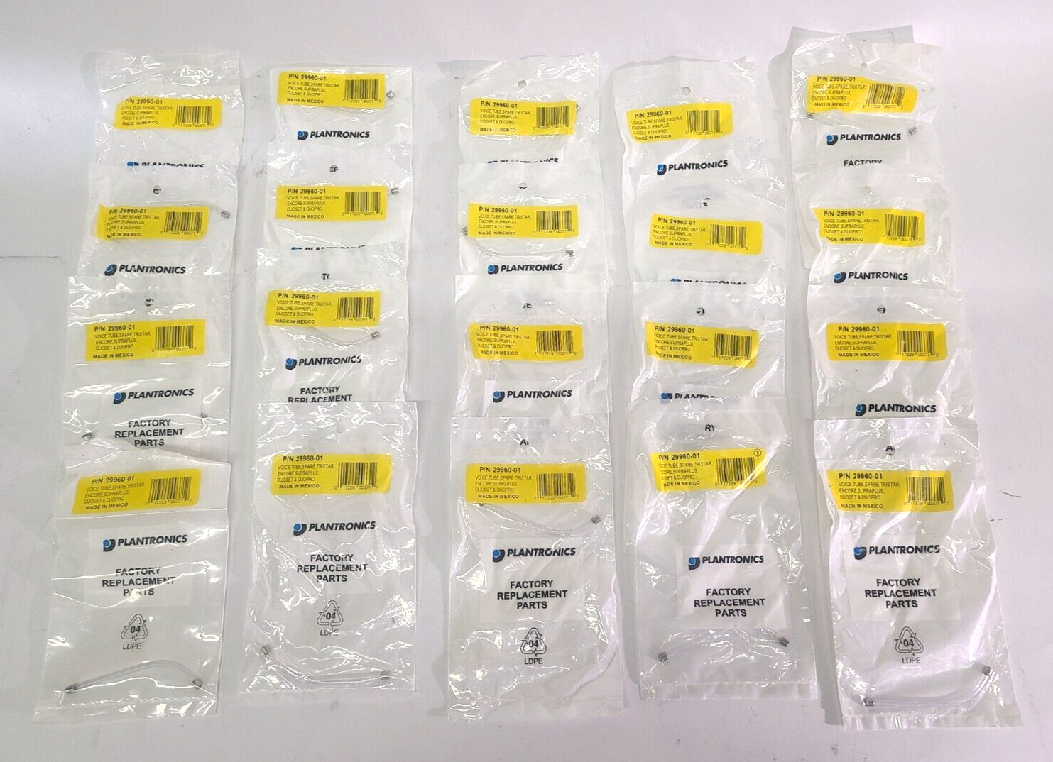 NEW Lot of 20 Plantronics Replacement Parts Headset Voice Tubes 29960-01