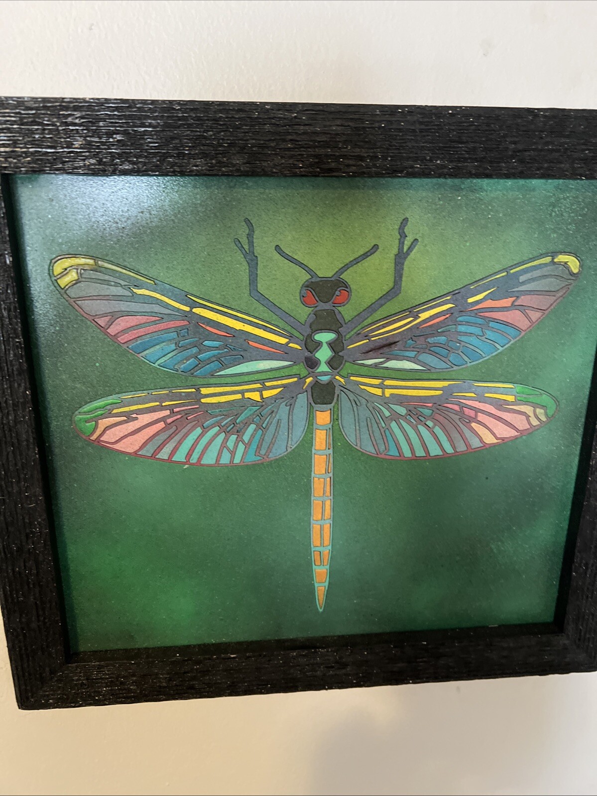 dragonfly wall art artist signed 1 of 1 painting inlayed mixed rare