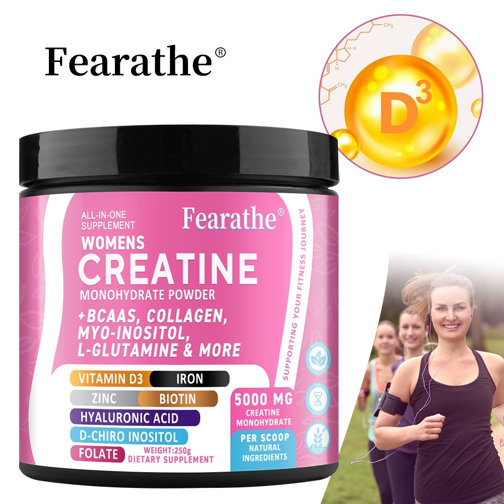 Creatine Monohydrate Powder for women, with biotin HYALURONIC ACID, L-GLUTAMINE