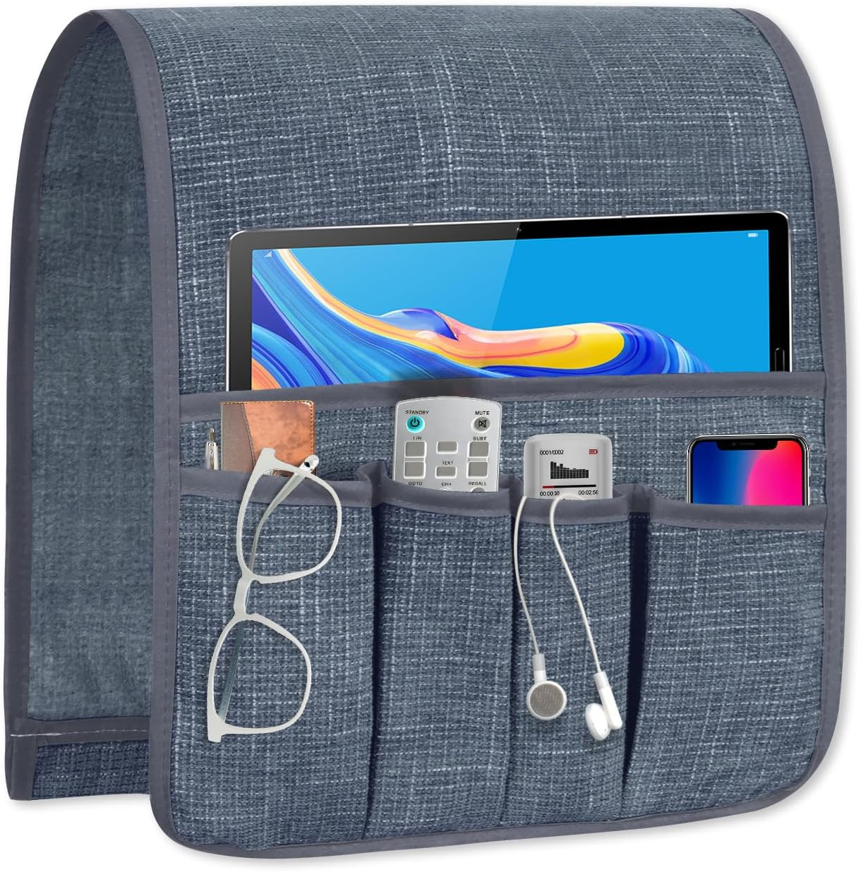 Couch Armrest Remote Control Holder, Couch Caddy Gifts for Seniors Bed Caddy Tv