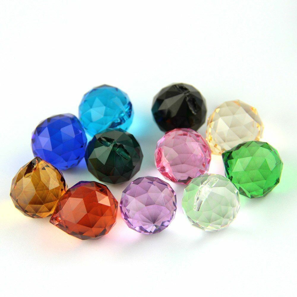10pcs Chandelier Crystal Glass Balls Cut-Faceted Hanging Lamp Lighting Part Home