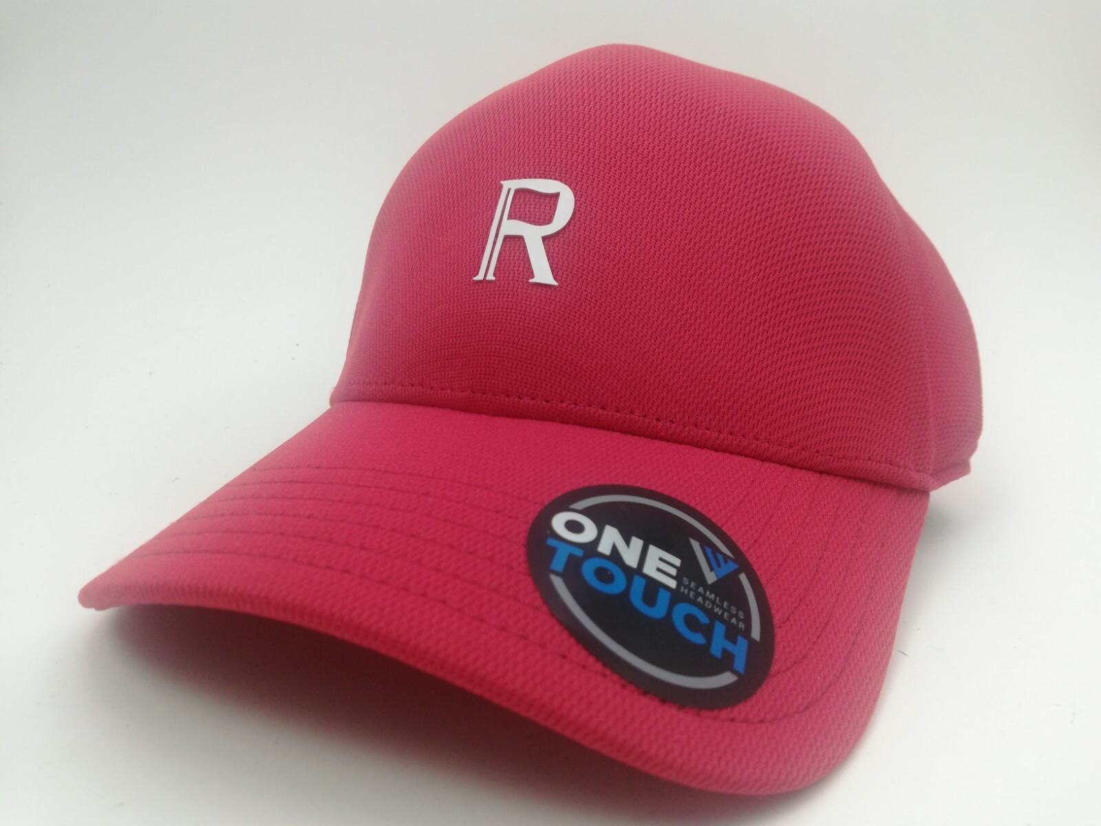 Red Fitted One Size Baseball Cap  (Golf Hat) R Logo with Golf Flagstick in the R
