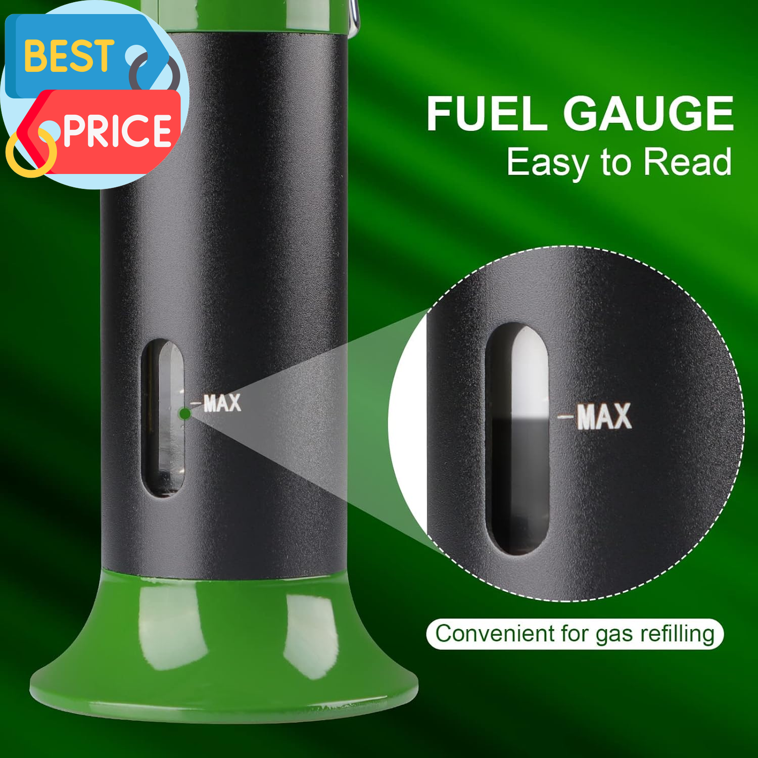 Refillable Butane Torch with Fuel Gauge & Safety Lock - Adjustable Flame - Perfe