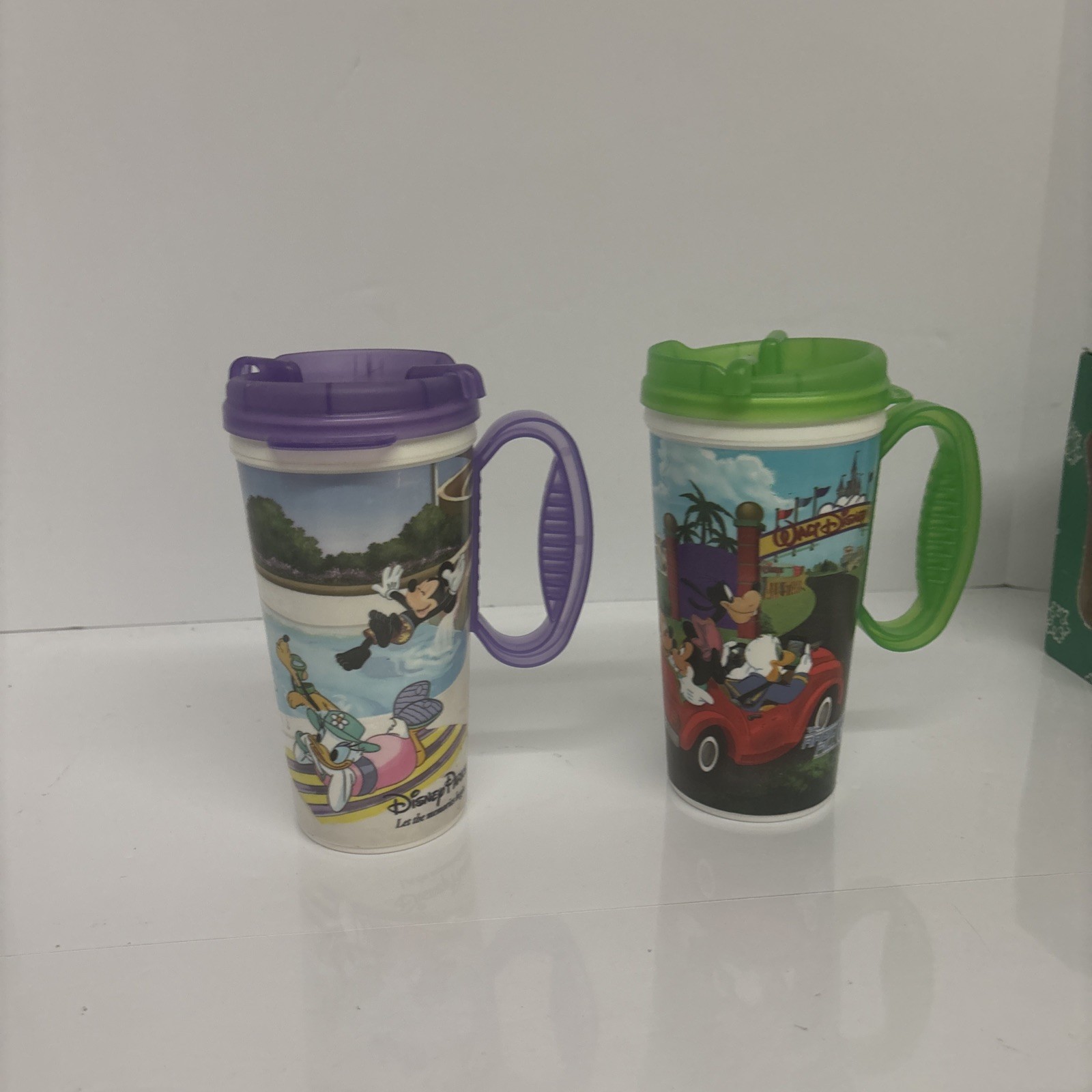 Lot of 2 Disney Parks Insulated Mugs w/ Lids & Handles Mickey Minnie!