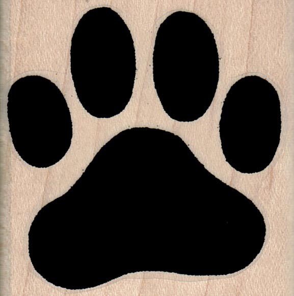 Pawprint 2 x 2" Rubber Stamp, Animal Stamp, Paw Print Stamp