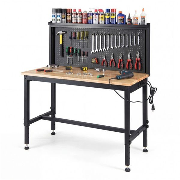 48"Heavy Duty Workbench 2000LBS Cap, 7-Level Height Adjustable w/ Built-in