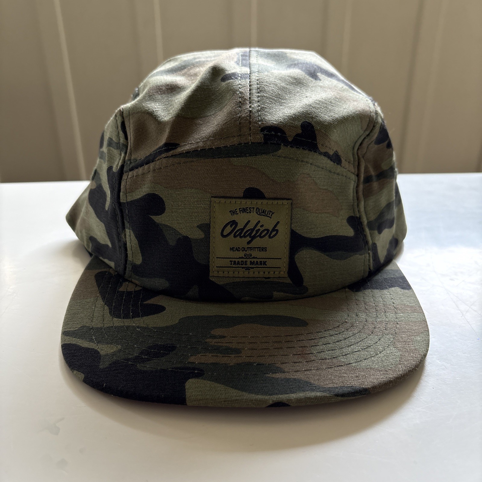 Oddjob Hat Cap Strap Back Mens Olive Green Camo Big Melon 5 Panel Cotton