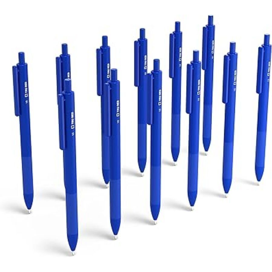 TRU RED TR59162 Ballpoint Gripped Retractable Pen Medium Point 1.0mm, Blue Dozen