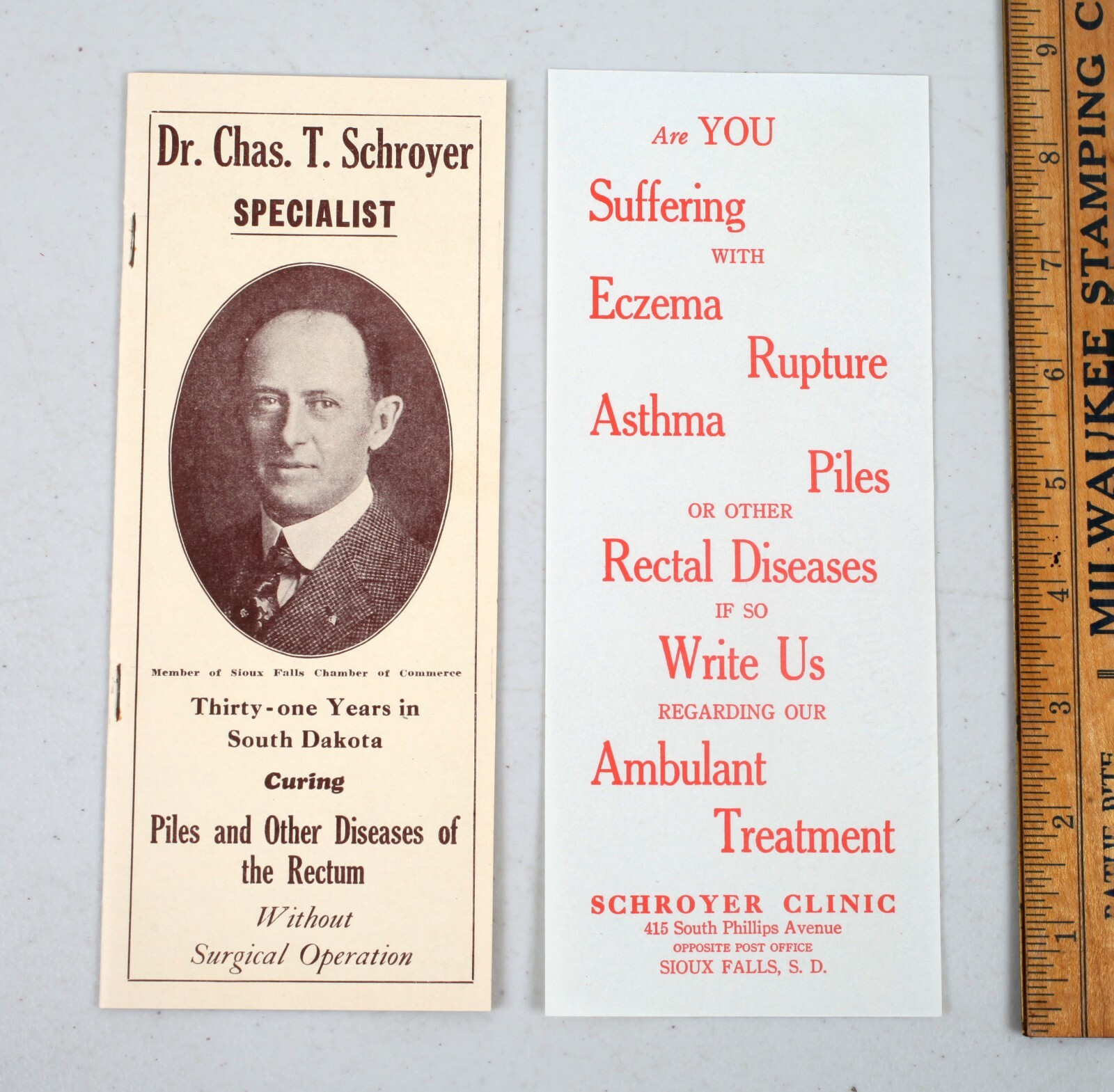 Vintage Dr. Chas. T. Schroyer Rectum Disease Piles Sioux City Pamphlet Brochure