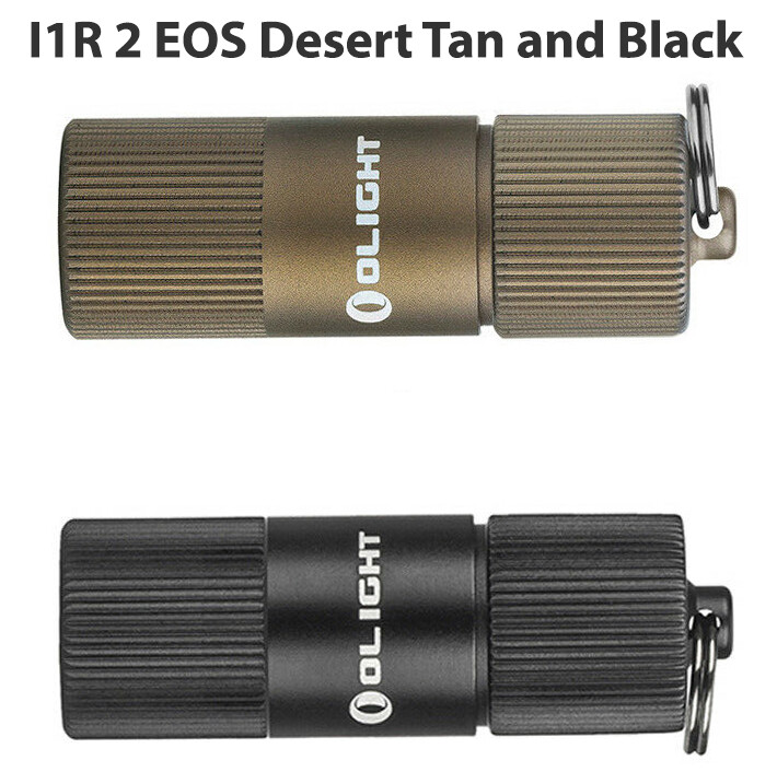 Olight I1R 2 EOS Rechargeable LED Keychain Flashlights, Desert Tan & Black color